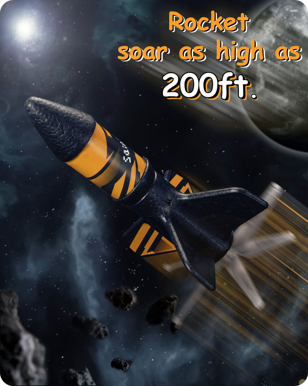 SainSmart Jr. rocket in flight at 200 ft simulating high altitude action