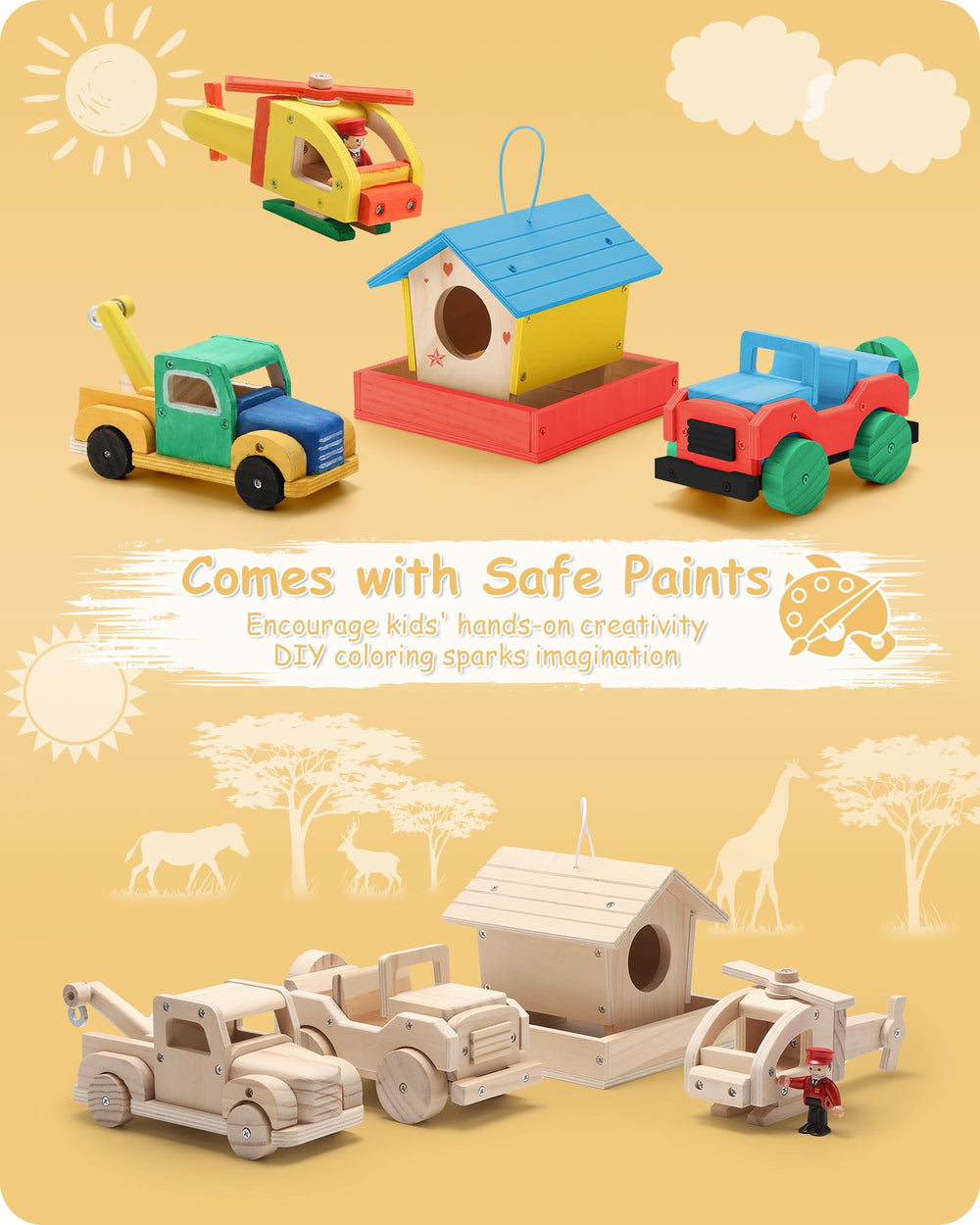 SainSmart Jr helicopter model: sturdy wood build supports problem solving and fine motor practice