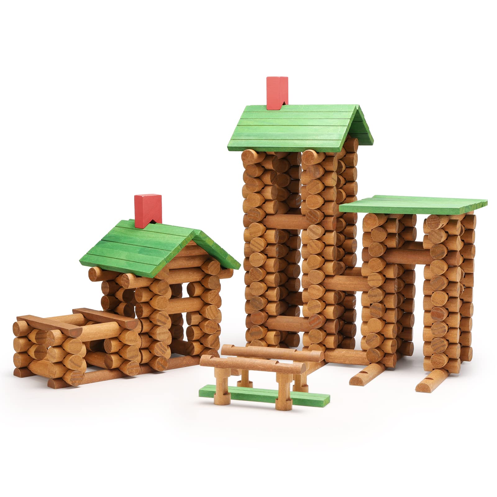 SainSmart Jr. wooden log cabin set box content for easy start and imaginative play