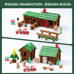 Sainsmartjr wooden logs 182pcs building house layout for hands-on STEM.