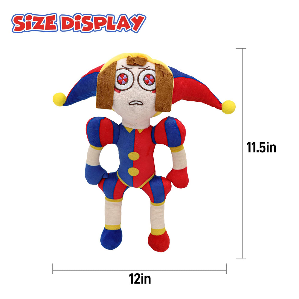 Easy-clean SAJISP Pomni plush with bright colors and wipe-clean material.