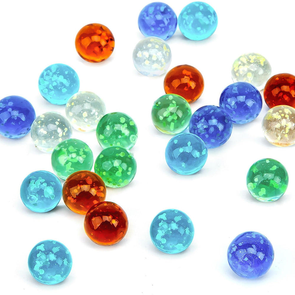 SallyFashion glow marbles in six colors for nighttime play and exploration.