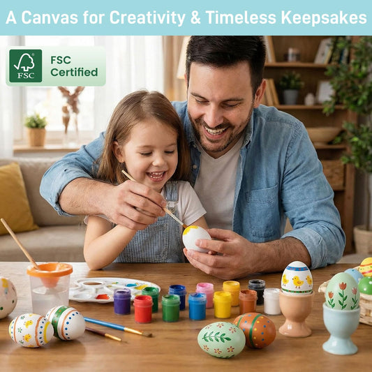 SallyFashion wooden eggs close-up shows smooth sanded finish for tactile play.