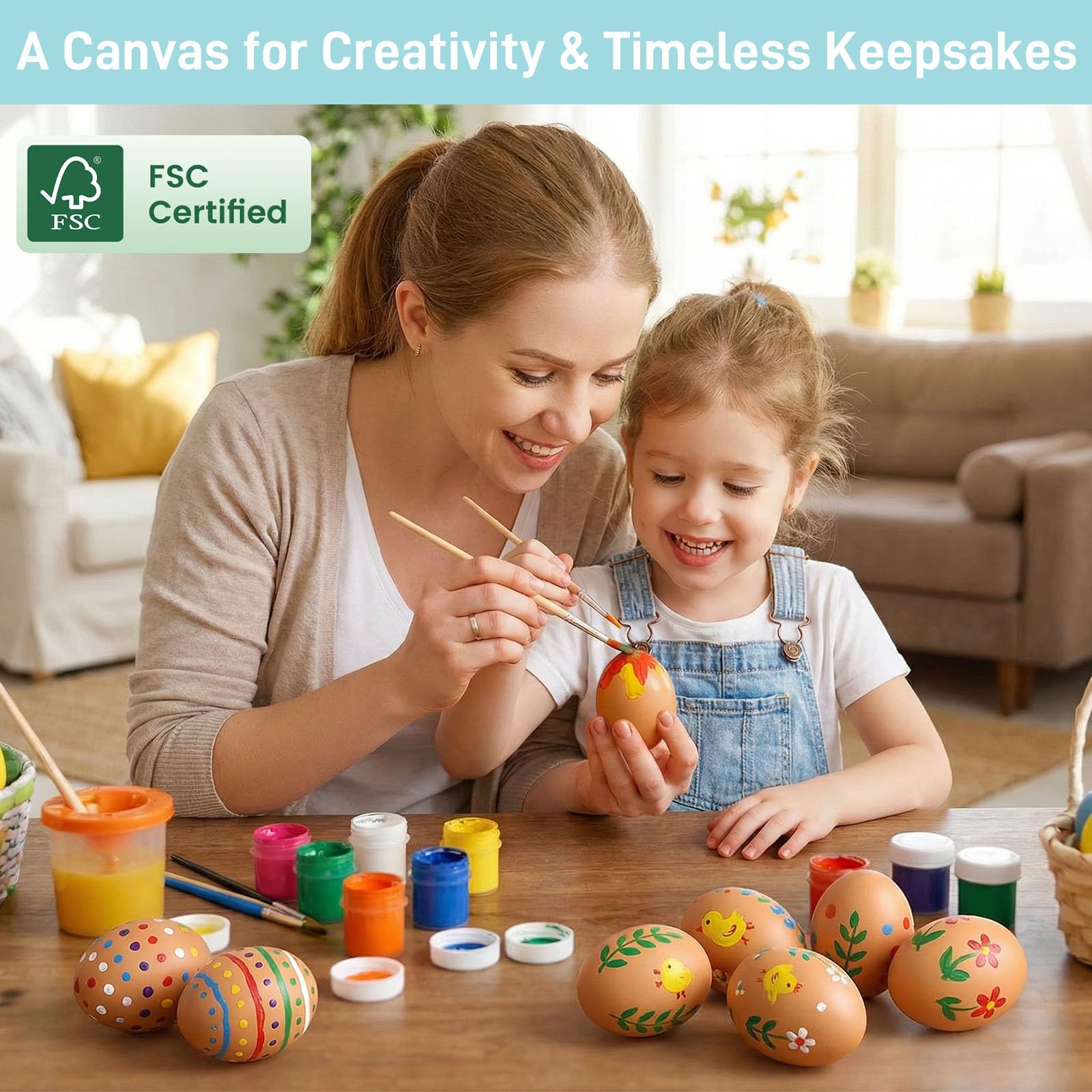 SallyFashion wooden eggs nest prop helps protect real eggs from pecking.