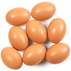 SallyFashion wooden fake eggs 8-pack for realistic nesting and decor.