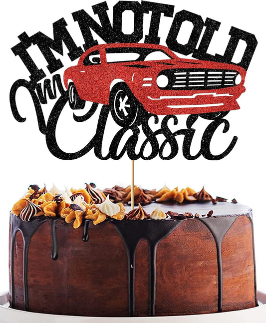 SALUTE Classic red car topper in glitter adds a chic touch to milestone birthdays.