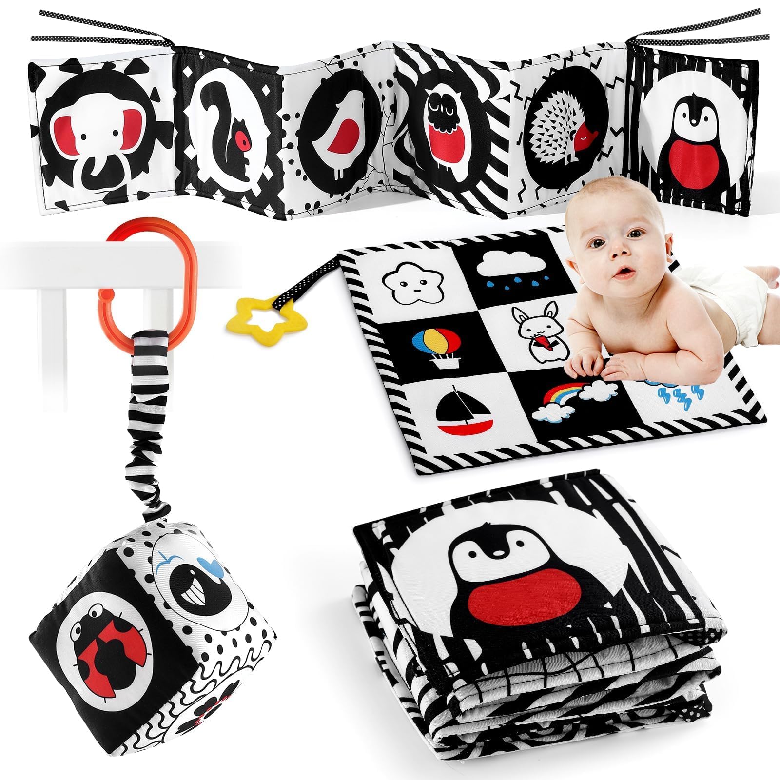 SAMMAS black and white sensory toy visual 1 helps newborns focus and engage visually.