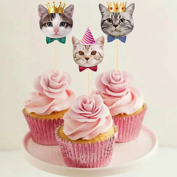 SAMOKA pet cat toppers featured on assorted treats for celebrations