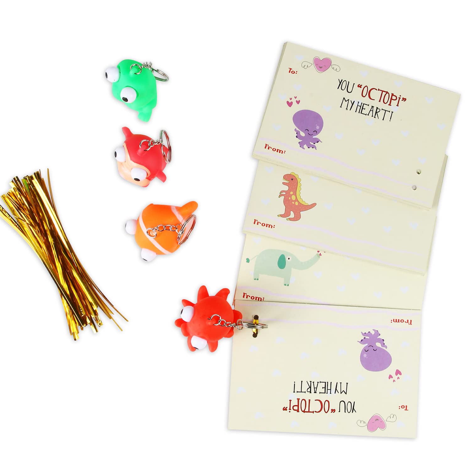 SAMRIKO pop-eye bird keychain on valentine card bright party favor