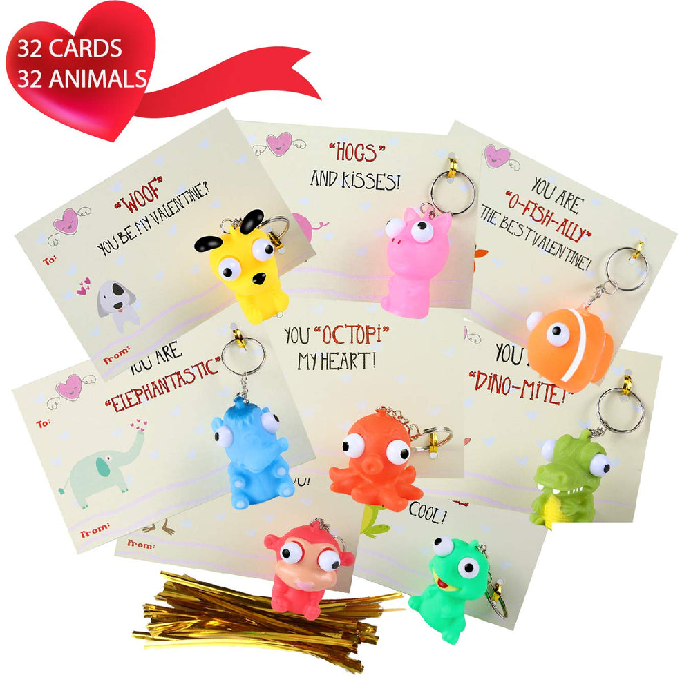 SAMRIKO pop-eye monkey keychain on valentine card colorful keepsake
