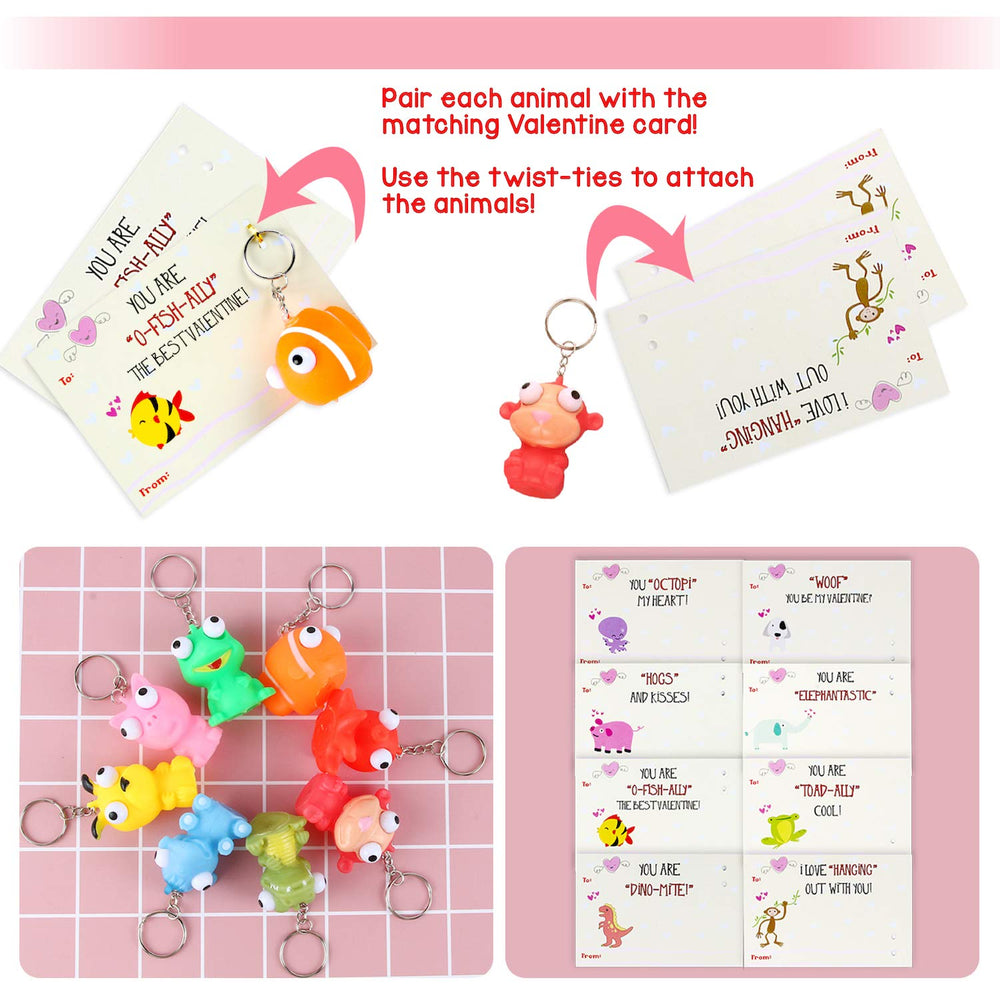 SAMRIKO pop-eye turtle keychain on valentine card kid-friendly exchange