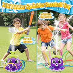 Samtop octopus sprinkler jets spray water across the lawn for refreshing play.