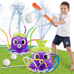 Samtop water sprinkler octopus with colorful tubes cooling kids outdoors.