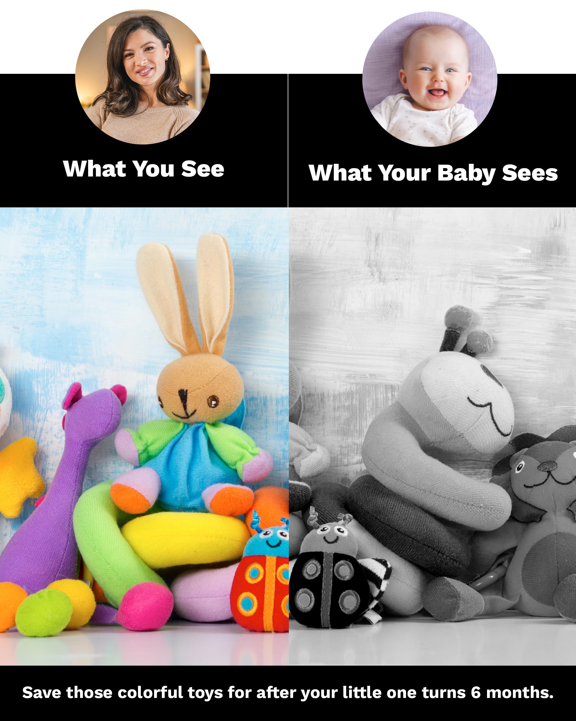 Samuel Sensory black and white teething rings promote exploration and safe chewing