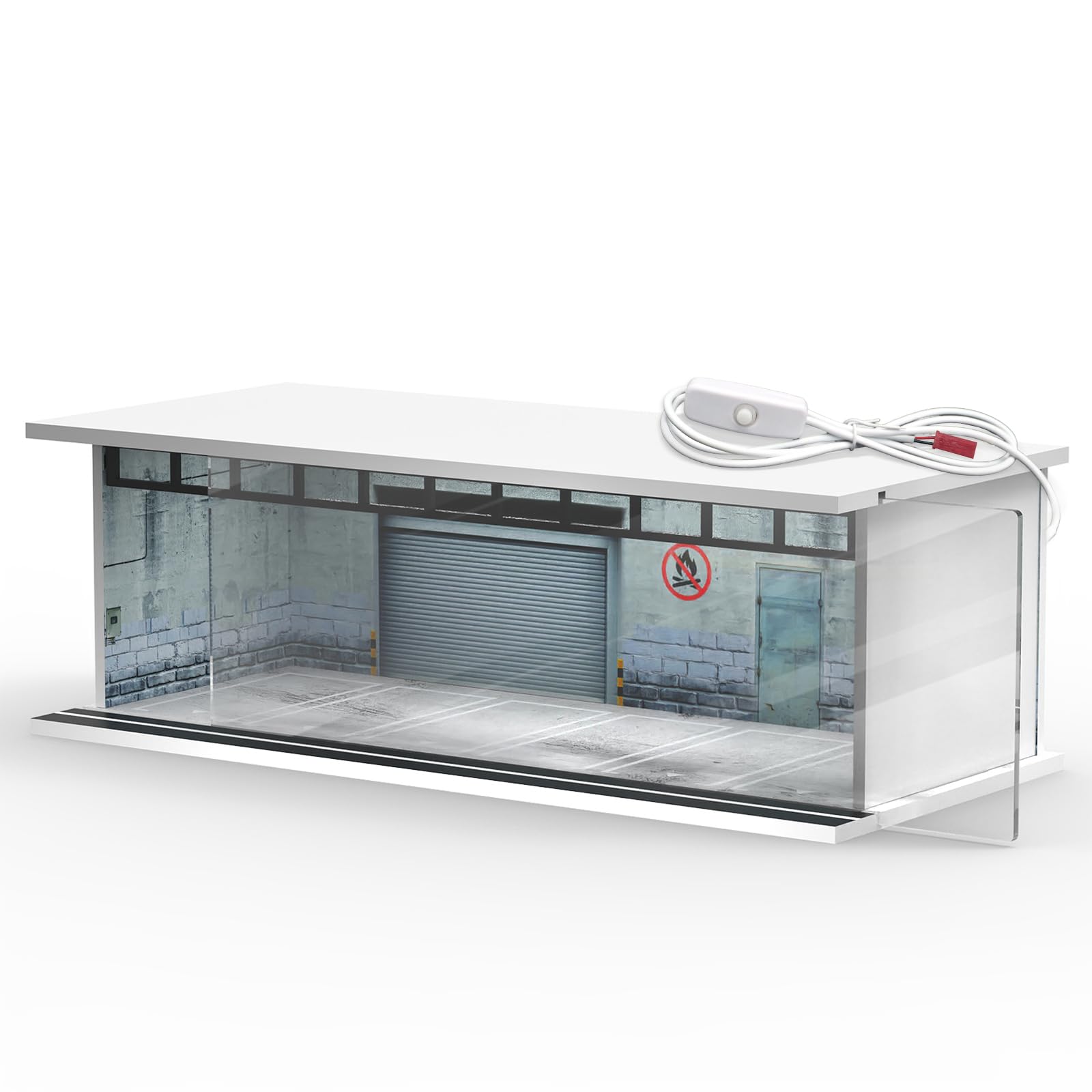 SAMYUCHO 1/64 diecast case with LED top lighting showcases Hot Wheels collection.