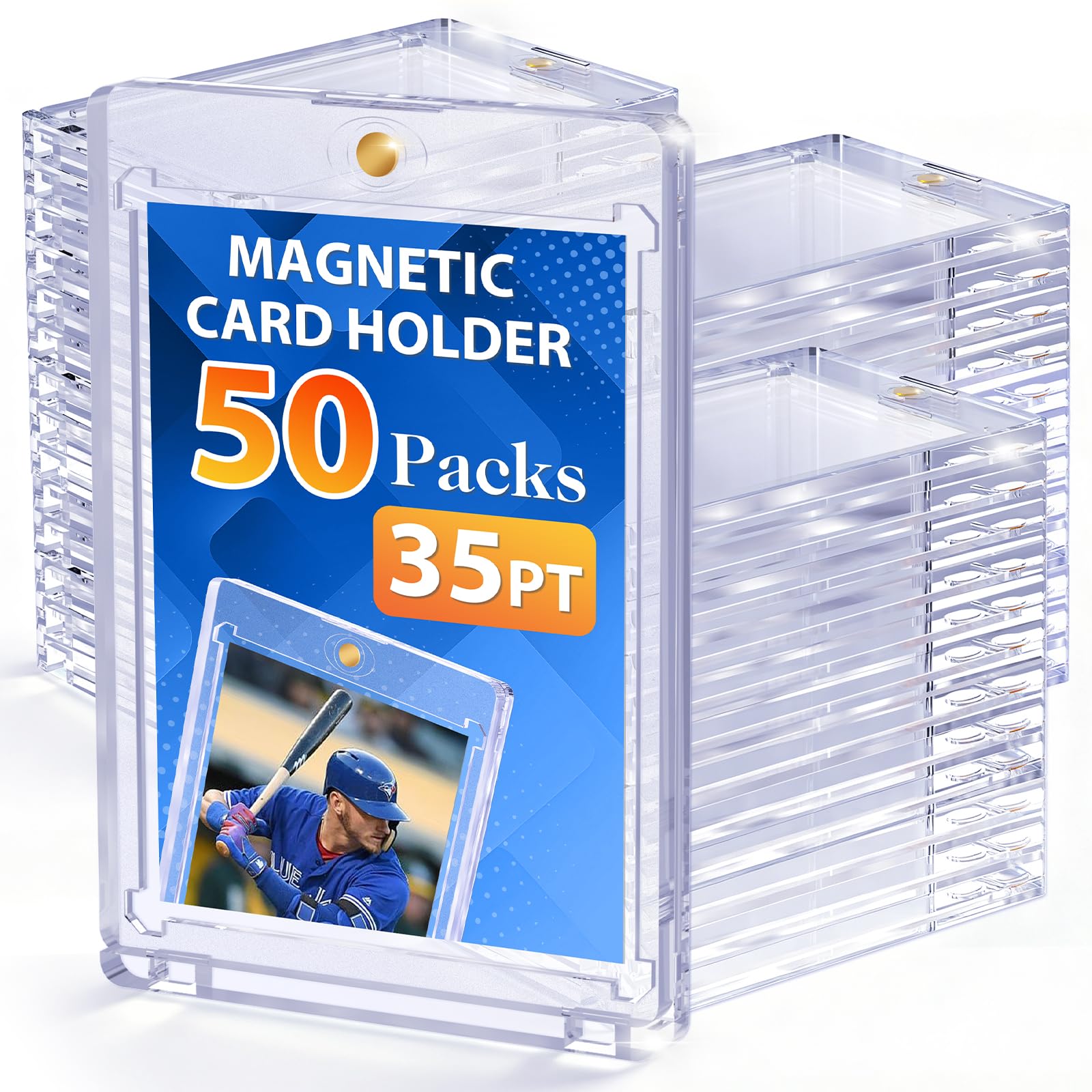 SAMYUCHO 50ct magnetic card holders package protecting cards during storage and display