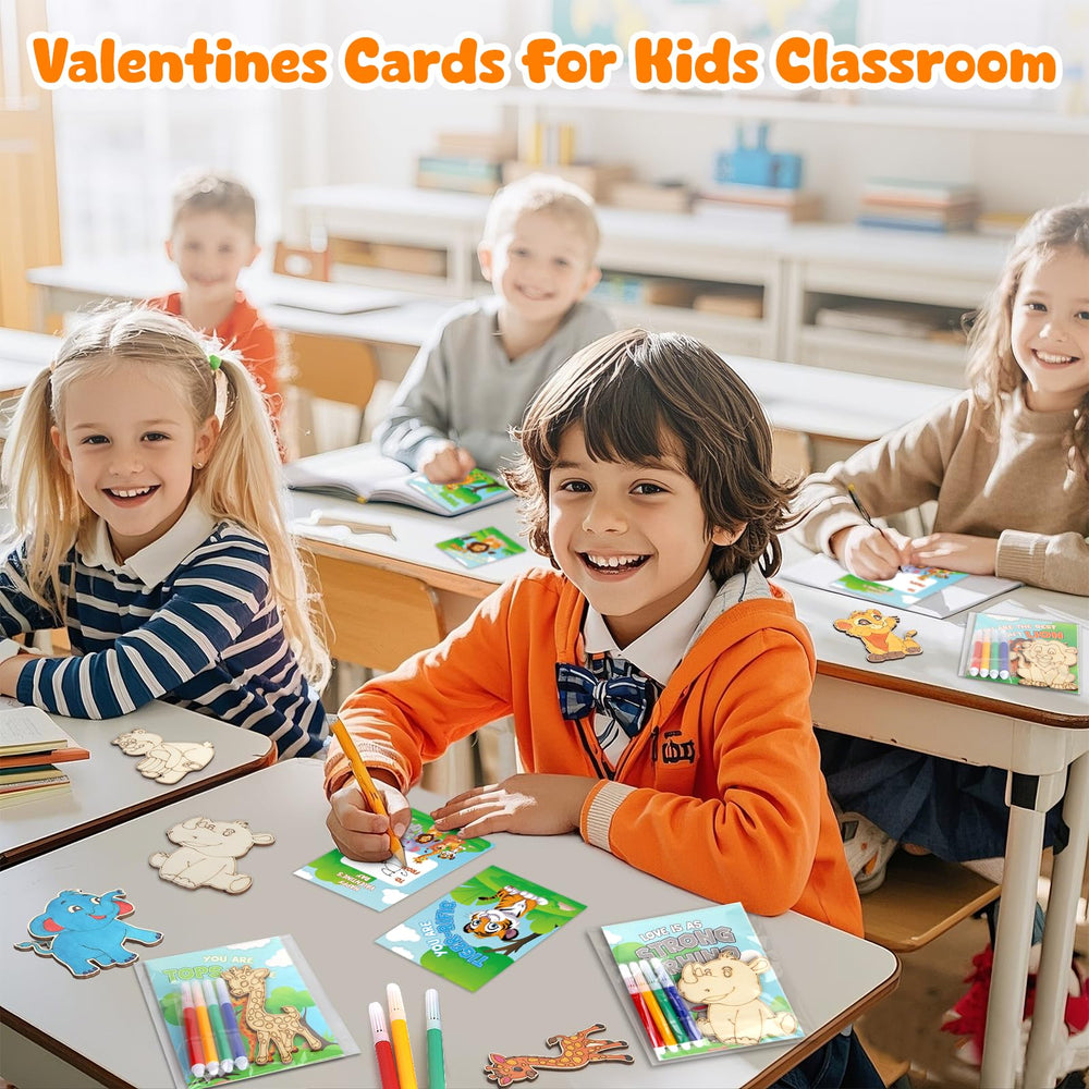 Colorful valentines cards and craft set for classroom exchanges, great for boys and girls.