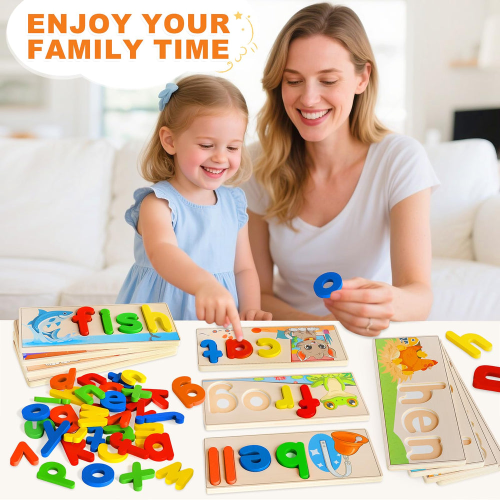 SANANT colorful wooden letters close-up highlighting tactile learning appeal.