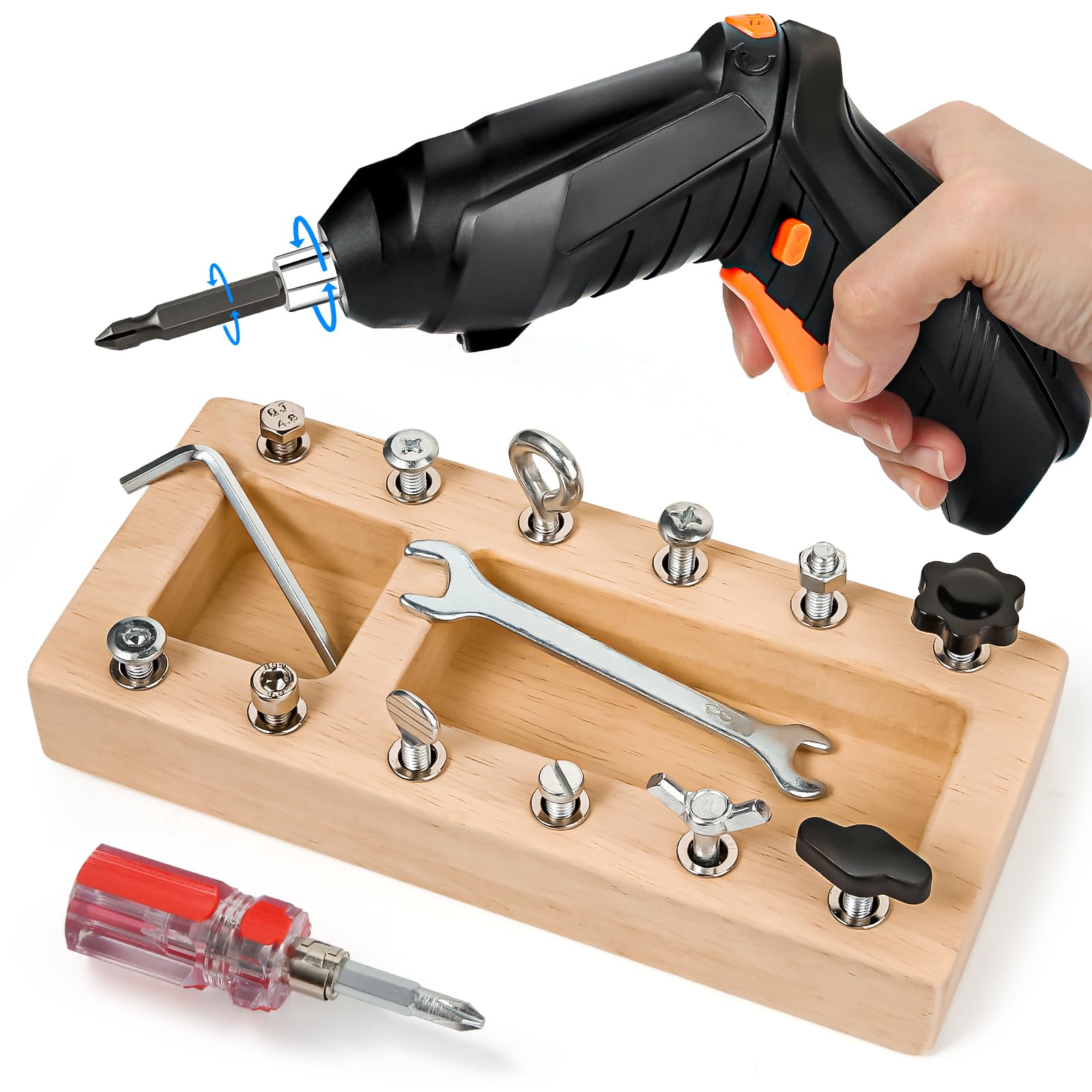 SANANT Montessori screwdriver board with electric drill elevates hands-on learning and problem-solving.