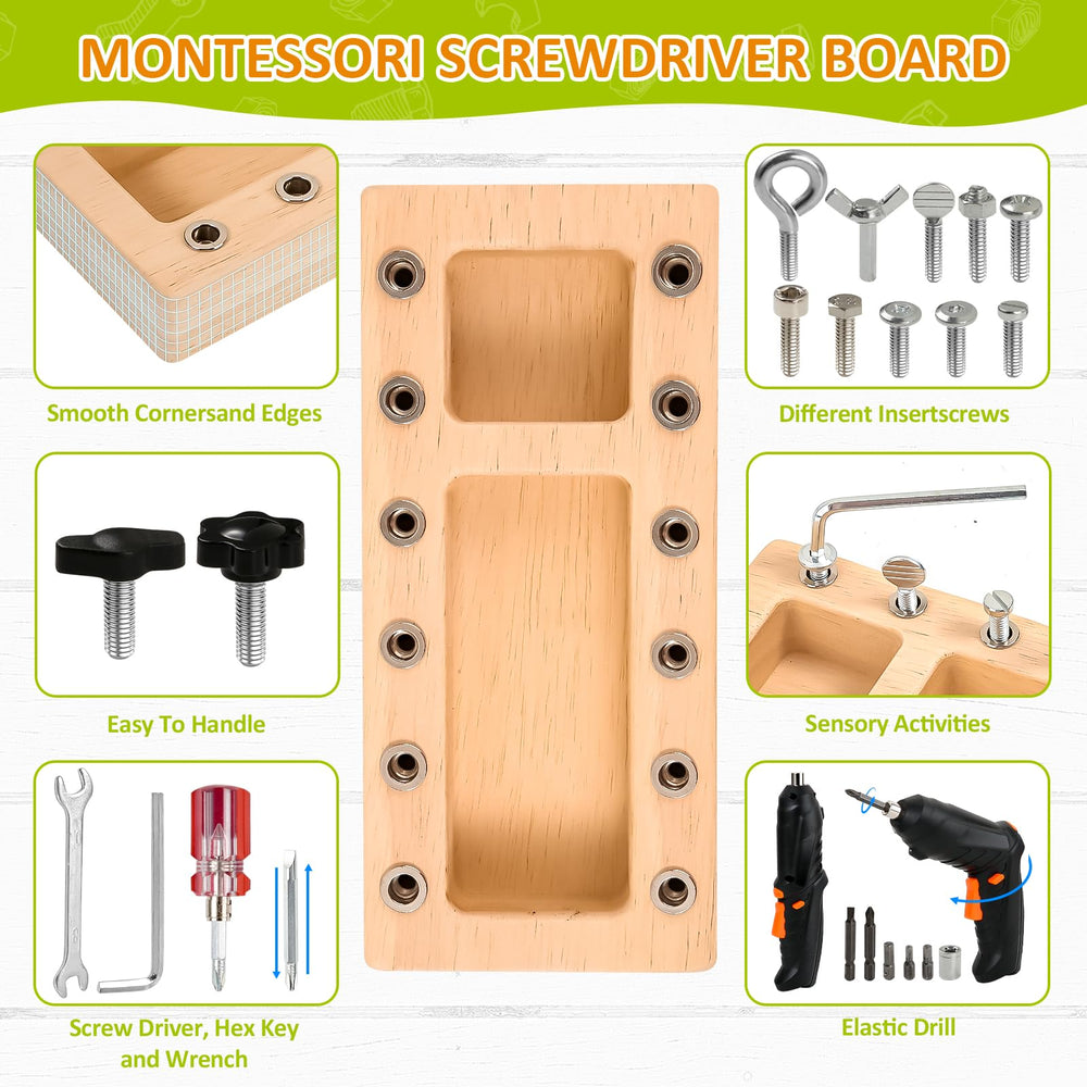 SANANT Montessori screwdriver board with wrenches inspires fine motor skills during play.