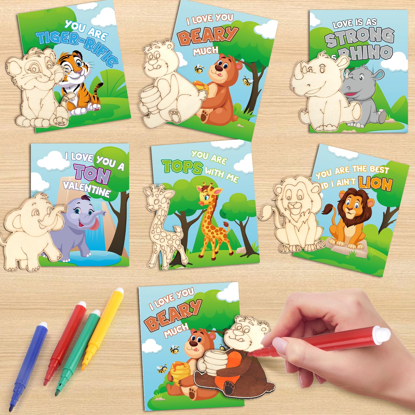 Non-toxic materials and thick wood support kid-friendly painting sessions.