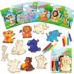 SANANT valentines animal wood crafts set for classroom projects and gift exchanges.