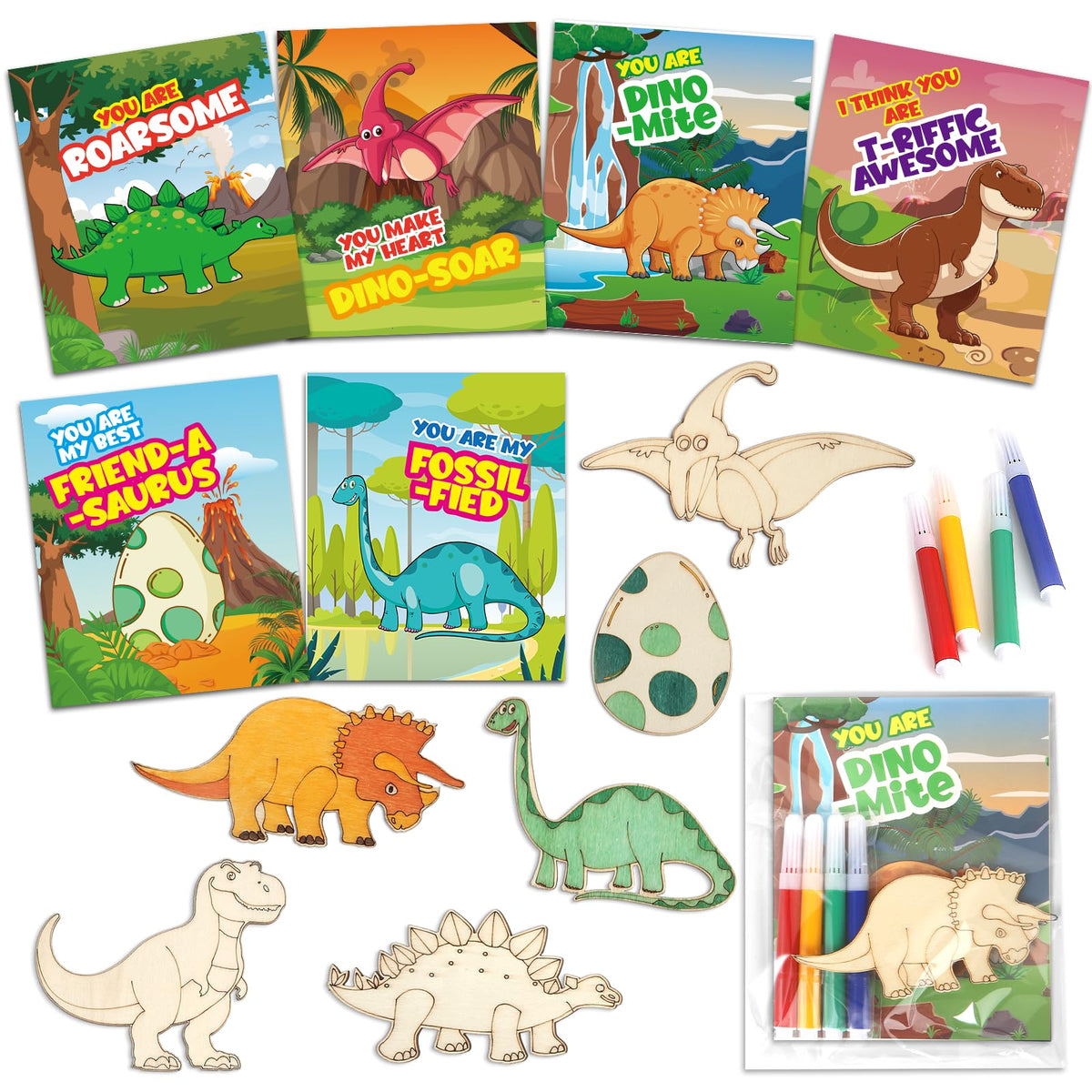 SANANT Valentine dinosaur wood crafts, perfect for classroom DIY projects.