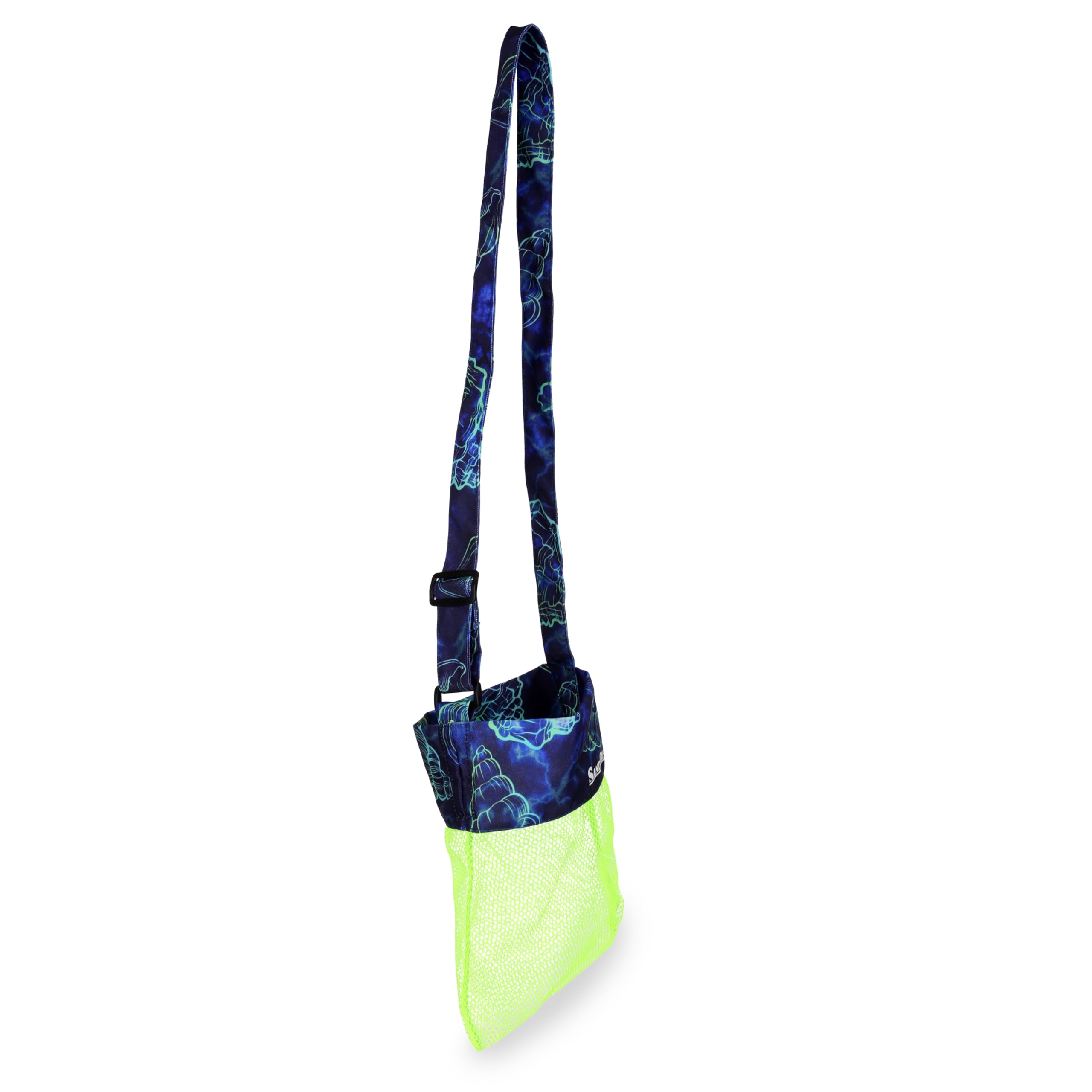 Sand Dipper adjustable-shoulder-strap provides hands-free comfort for long days.