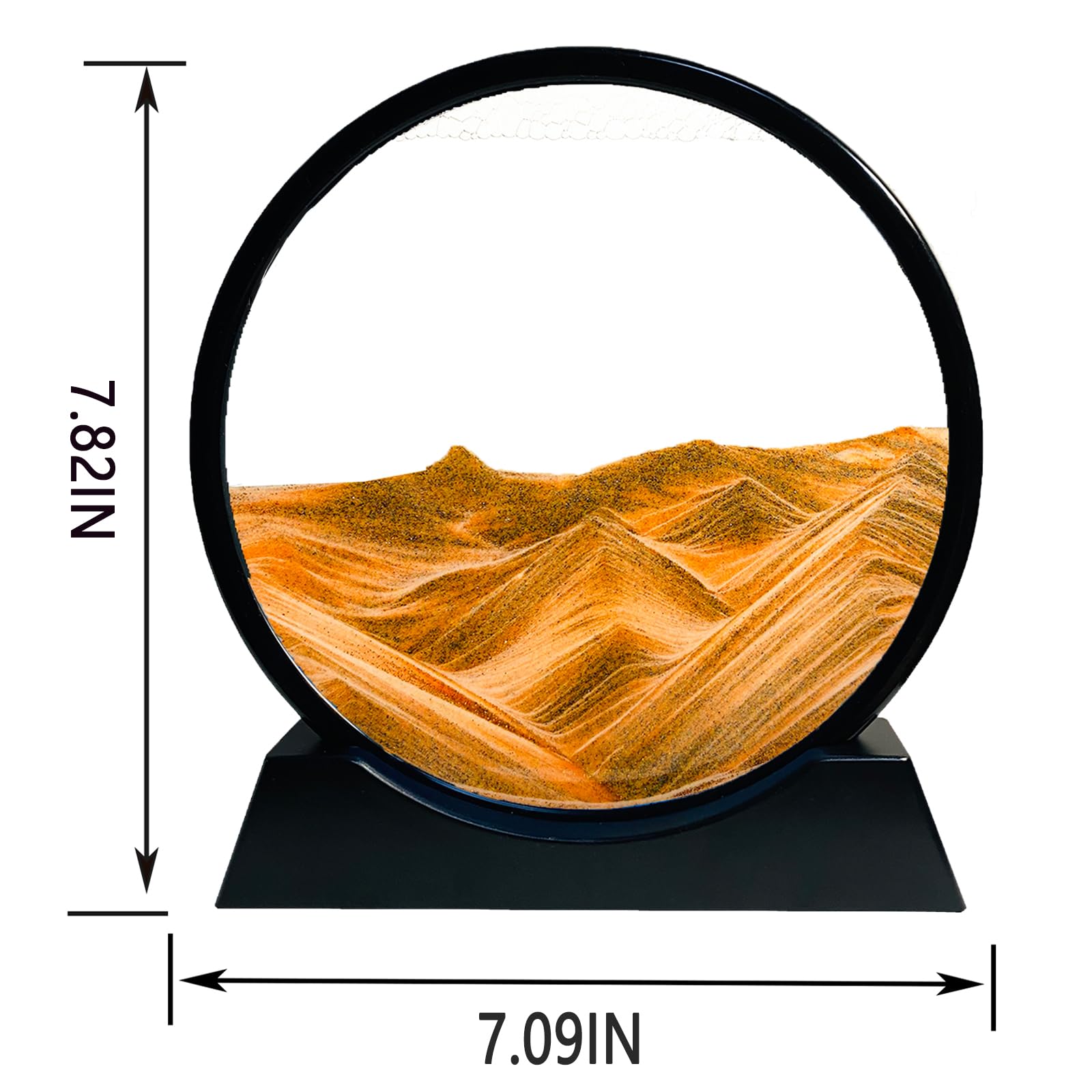 SANDCLE Moving Sand Art yellow round frame enhances home office decor