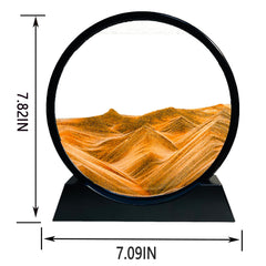 SANDCLE Moving Sand Art yellow round frame enhances home office decor