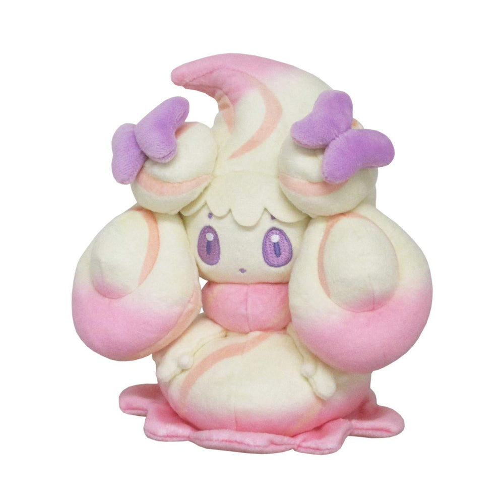 Sanei San-Ei Alcremie Ruby Mix plush front view showing soft cuddle silhouette