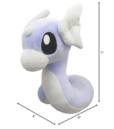 Sanei Dratini plush full display; 7-inch size fits shelves