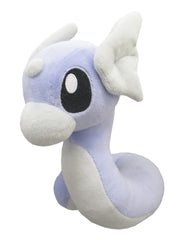 Sanei Dratini plush side view with blue body; display-ready for collectors