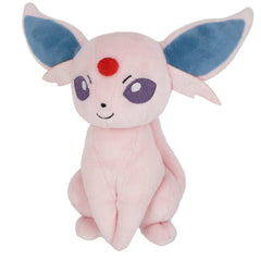 Sanei Espeon plush front view showcases lilac fur for a cozy display.
