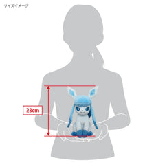 Sanei Glaceon plush side view ideal for shelf styling.