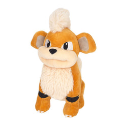 Sanei Growlithe plush, full body view in orange and black, ideal for cuddling.