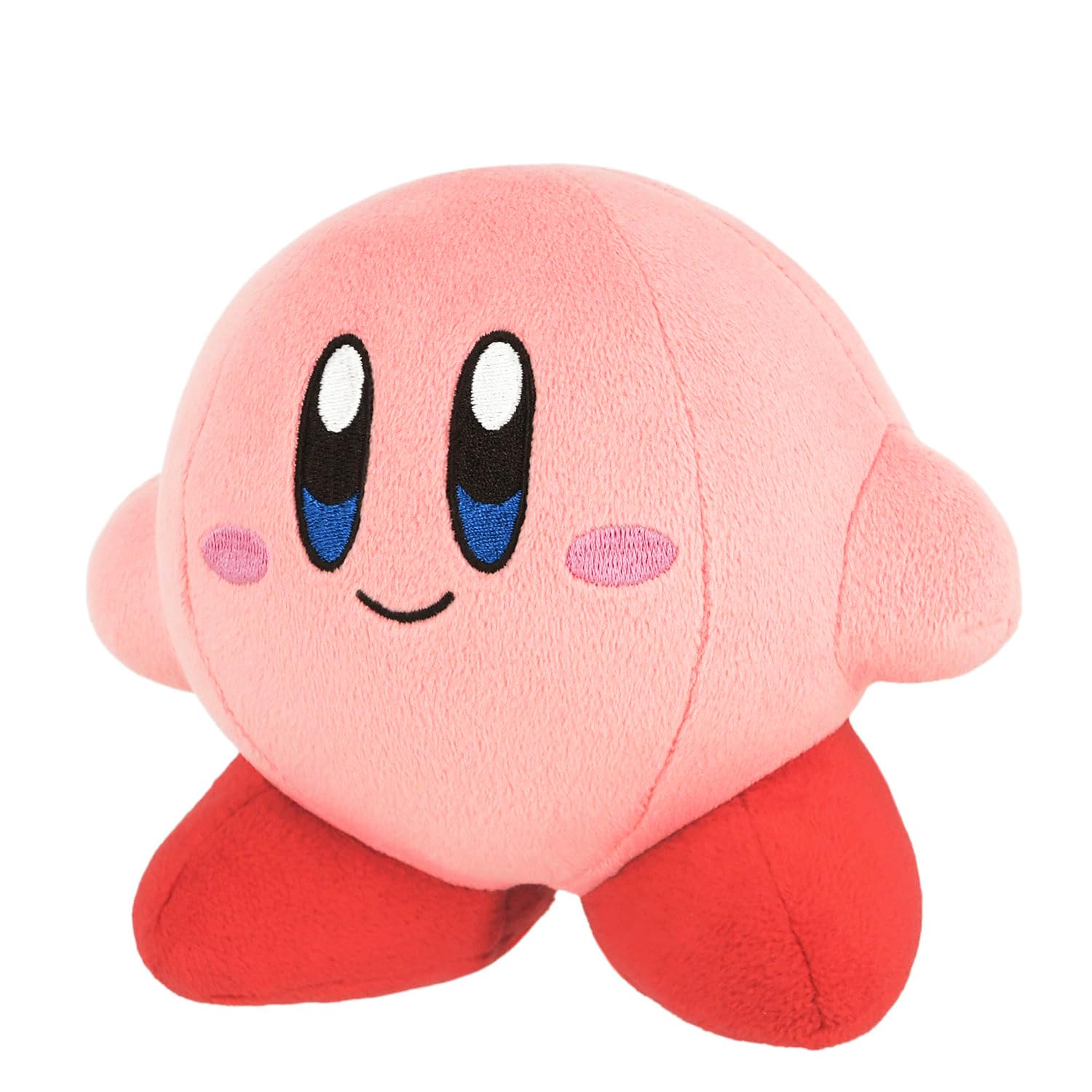 Sanei Kirby Adventure All Star KP01 plush side view on a shelf or desk