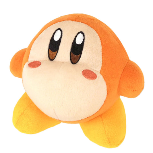 Close-up of Sanei Kirby Adventure KP02 orange Waddle Dee plush face.