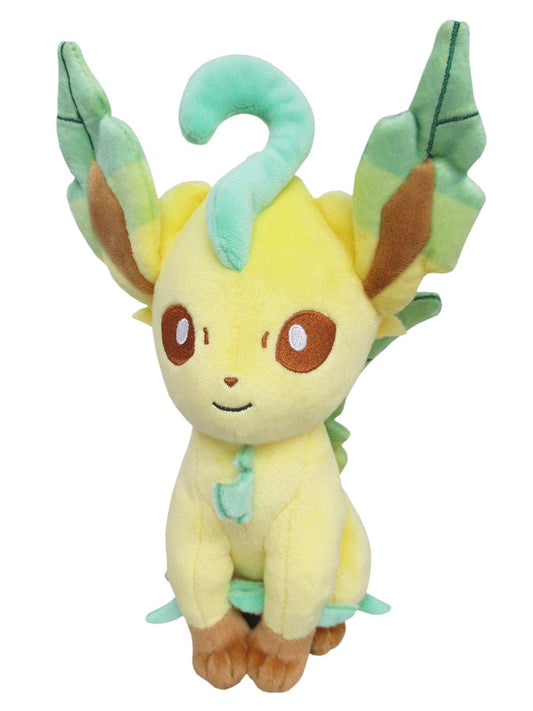 Sanei Leafeon plush front view, ideal for display and collectibility.