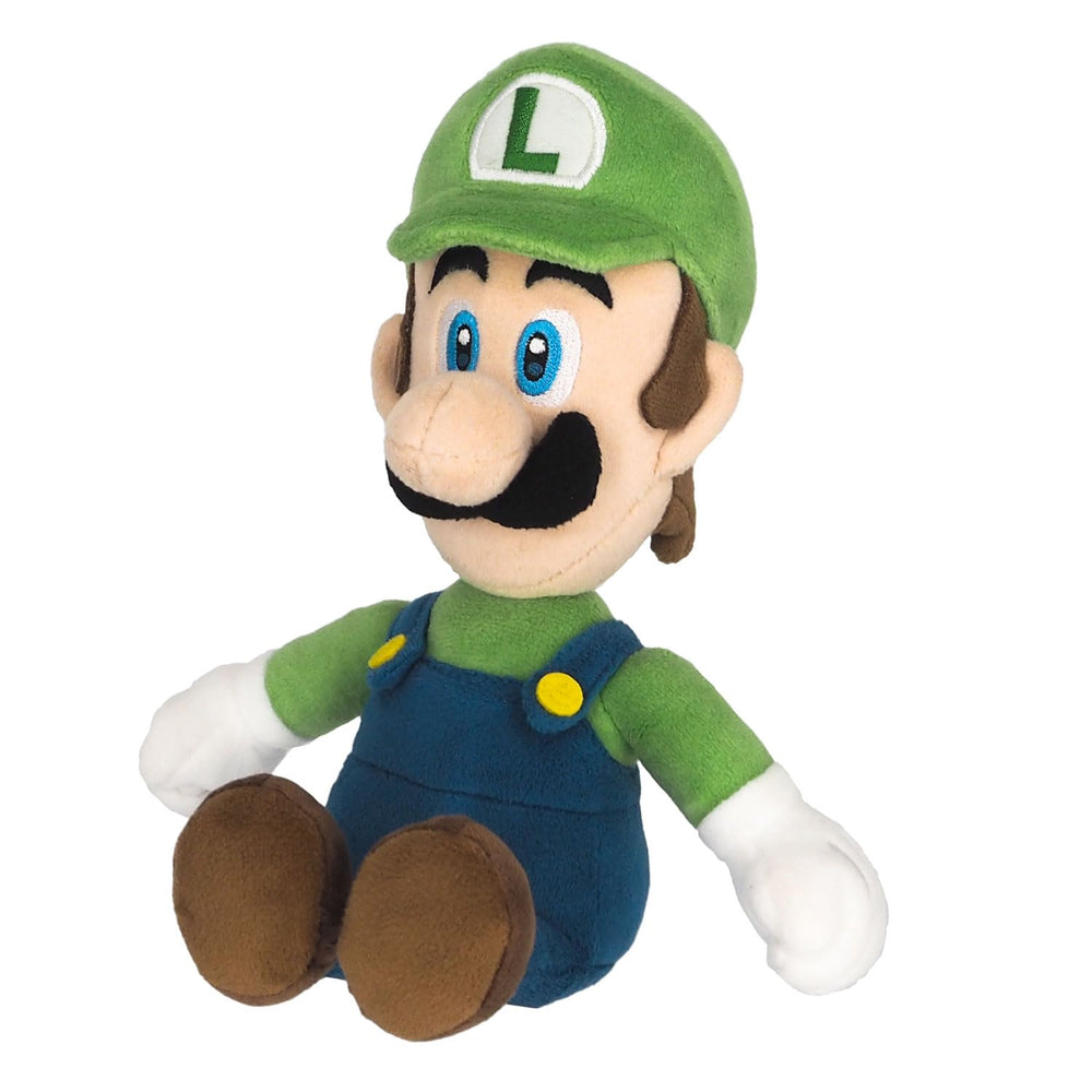 Sanei Luigi plush front view, soft and cuddly collectible for Mario fans.