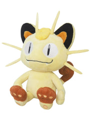 Sanei Meowth All Star Plush, 8-inch beige fur, ideal for cuddling and display.