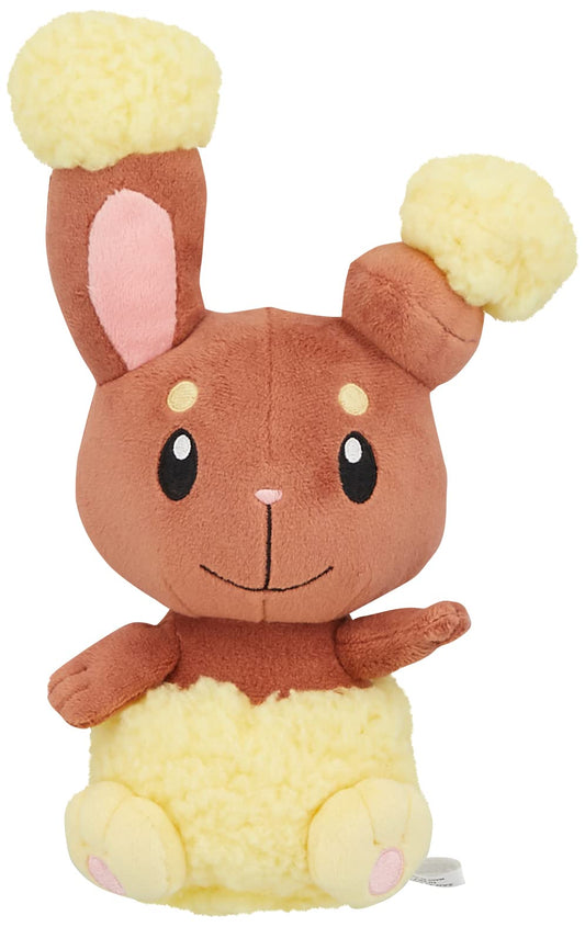 Sanei Pokemon Buneary plush front view with soft fleece and chocolate accents.