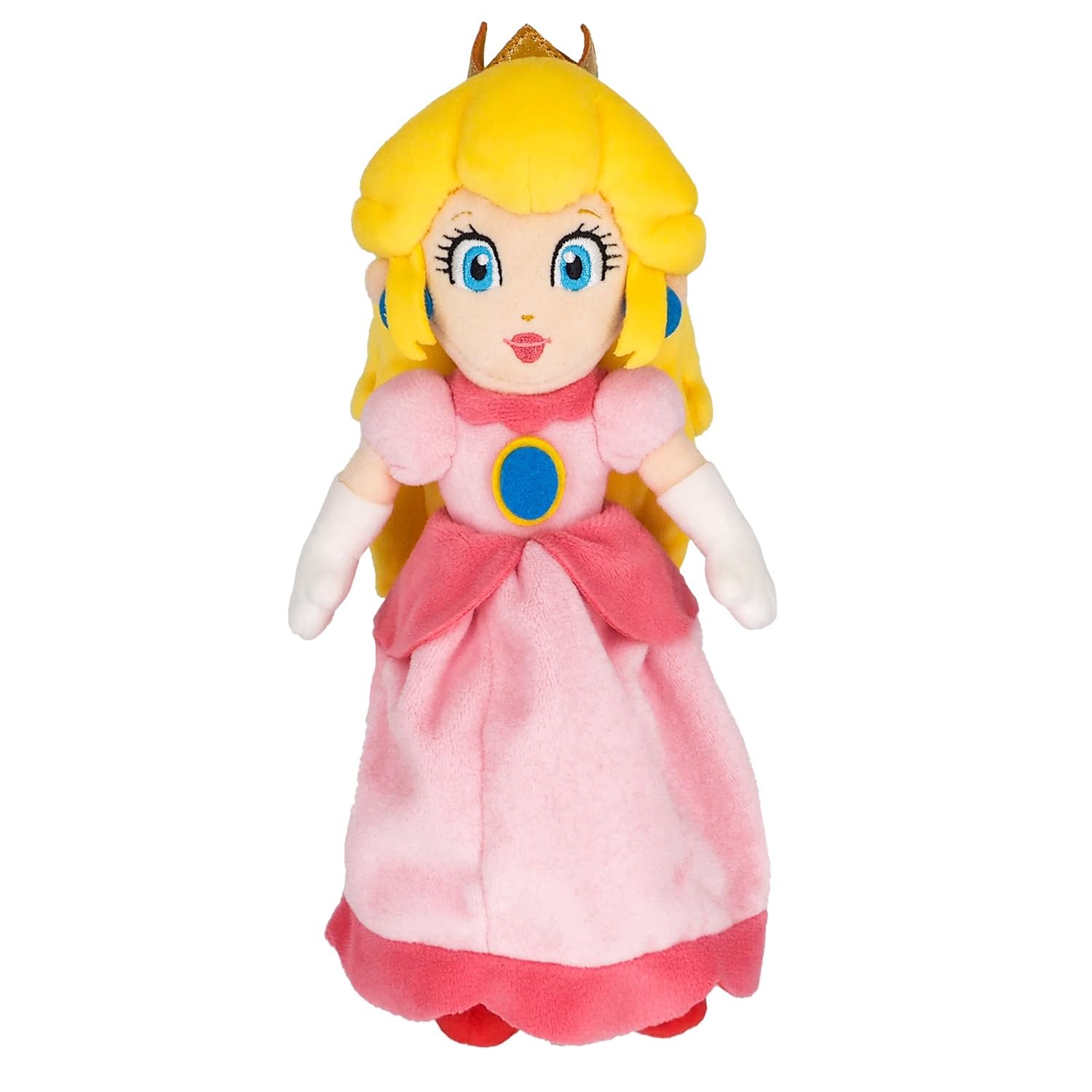 Sanei Princess Peach pink plush with durable stitching for lasting charm.