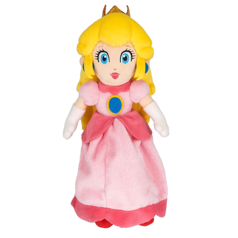 Sanei Princess Peach pink plush with durable stitching for lasting charm.