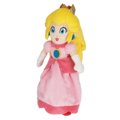 Sanei Princess Peach small plush, 10 inches tall, soft for display and cuddling.