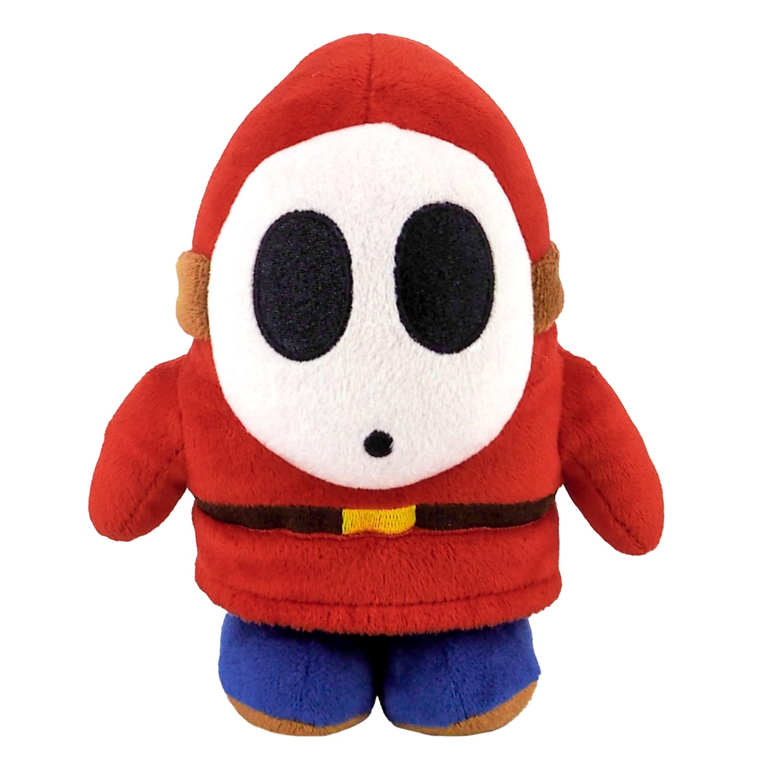 Sanei Shy Guy plush side view, cuddly companion for shelves and desks
