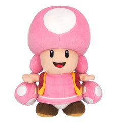 Close-up of Sanei Toadette plush showing soft fabric and detailed stitching.