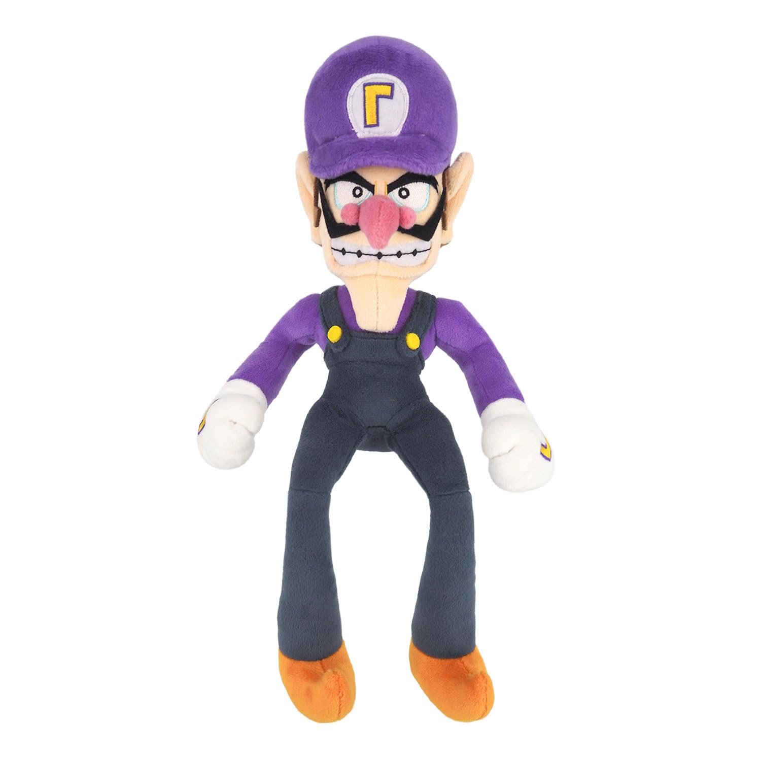 Sanei Waluigi plush back view reveals stitched details and silhouette