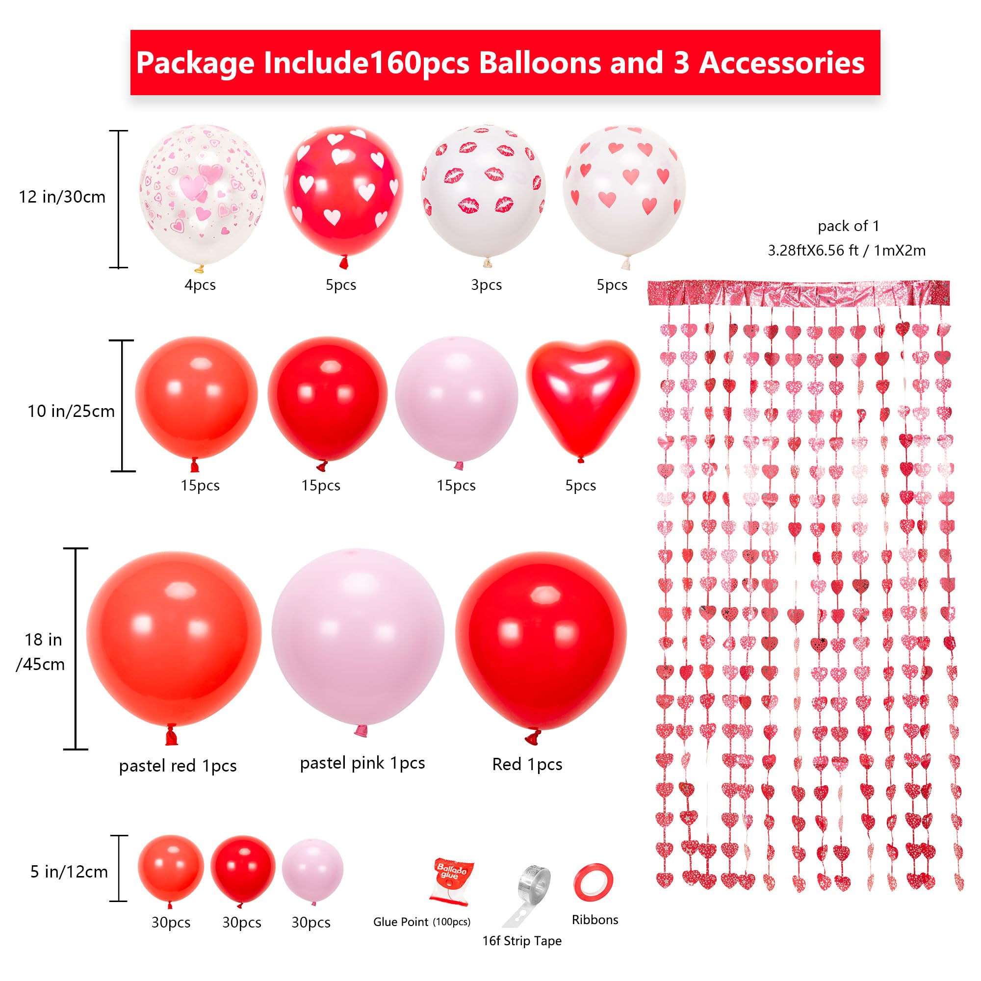 SANERYI red and pink heart balloons add romantic touches to Valentine décor.