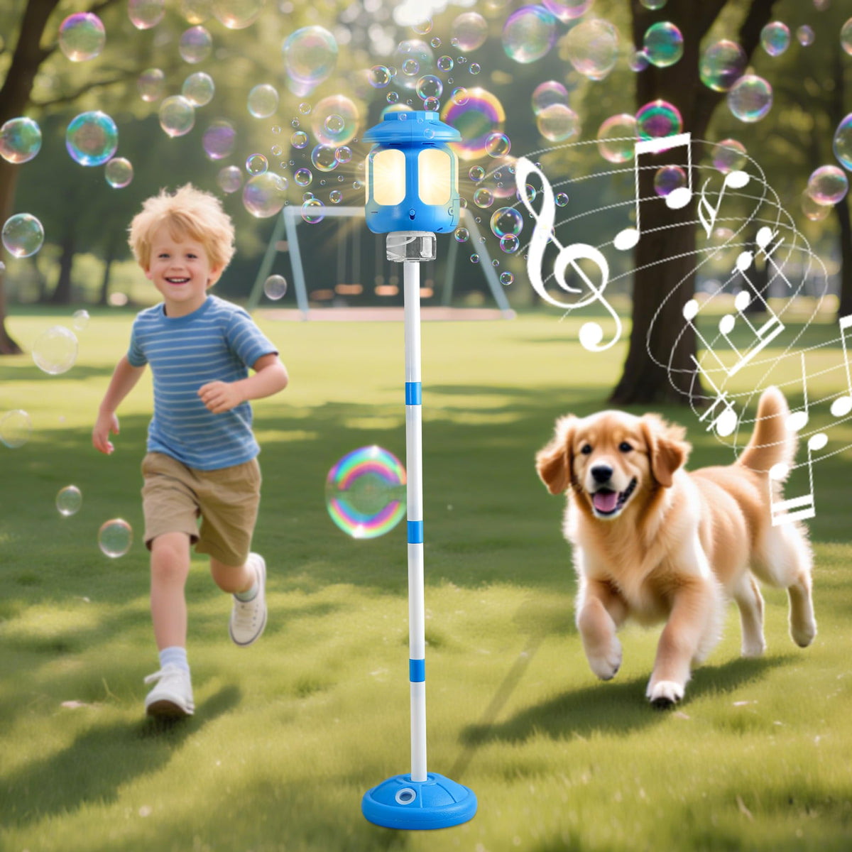 SANGQAOFU Bubble Machine stands tall for dramatic outdoor displays.